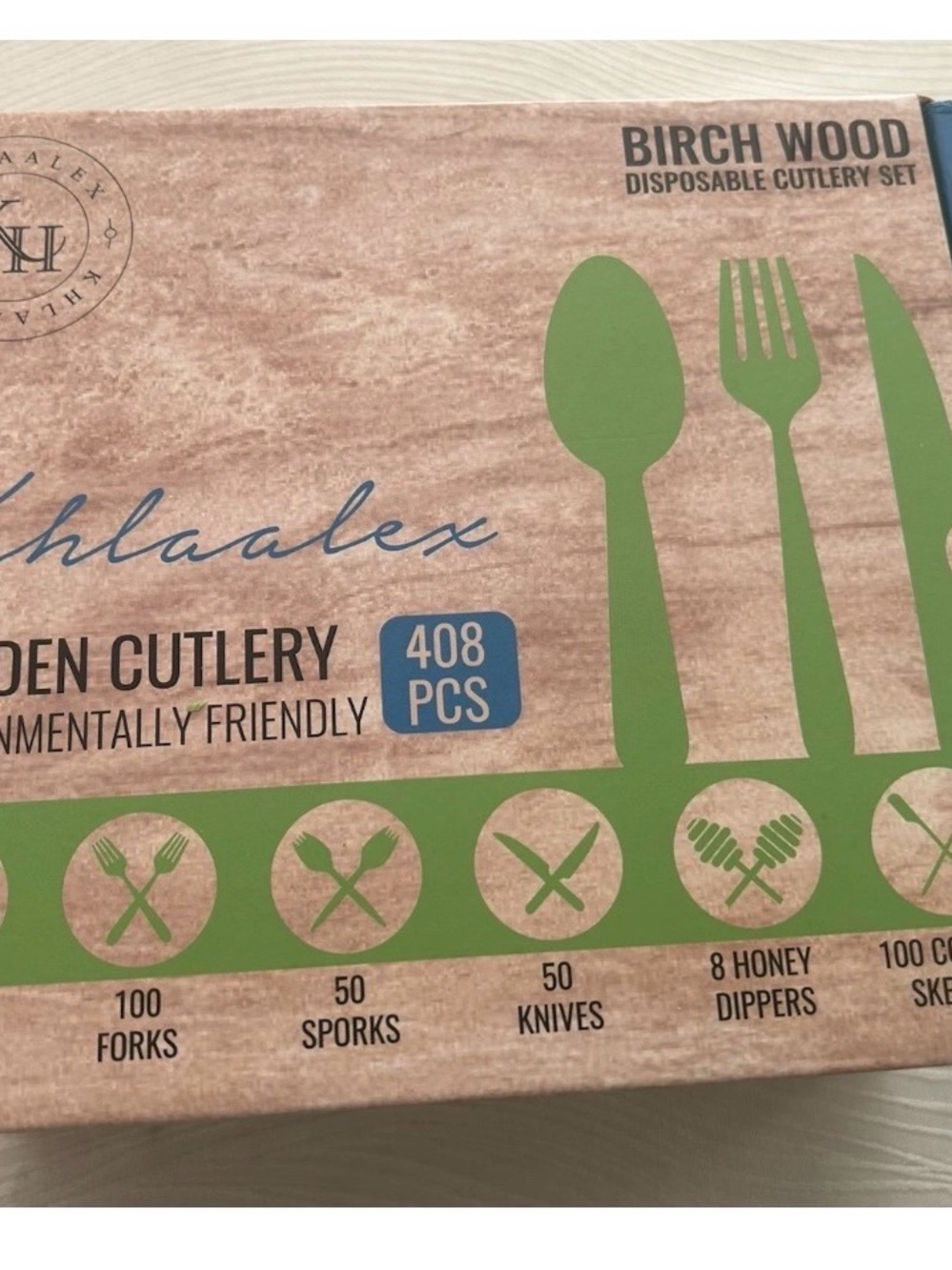 408 Pc Disposable/biodegradable Wooden Cutlery/compostable Utensils Set
